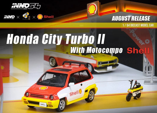 INNO64 1:64 SHELL HONDA CITY TURBO II (WITH MOTOCOMPO)