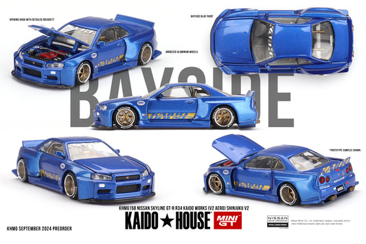 (Preorder) Kaido House x Mini GT 1:64 Nissan Skyline GT-R (R34) Kaido Works (V2 Aero) SHINJUKU V2