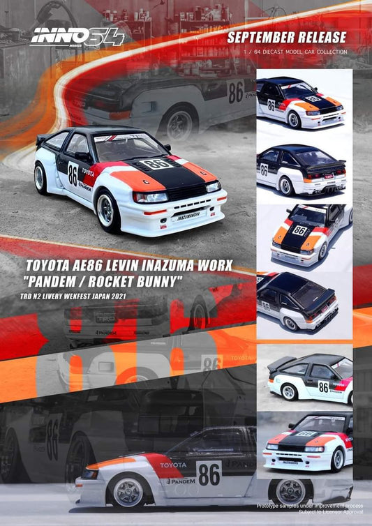 INNO64 1:64 Toyota AE86 Levin Inazuma Worx "Pandem/Rocket Bunny"