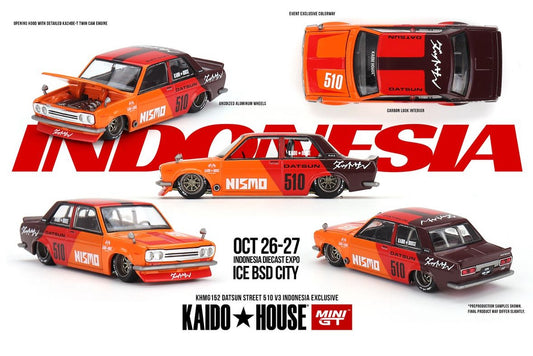 (Preorder) Mini GT X Kaido House DATSUN STREET 510 V3 Indonesia event exclusive