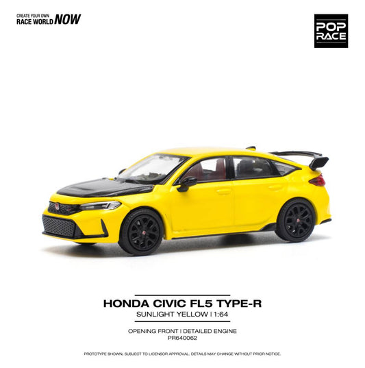 (Preorder) Pop Race 1:64 HONDA CIVIC FL5 TYPE-R SUNLIGHT YELLOW