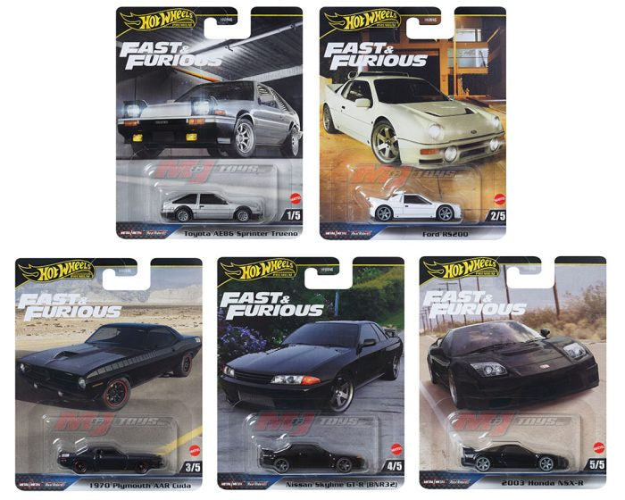 Hot Wheels 1:64 Fast & Furious Premium 2024 E Assortment Set of 5