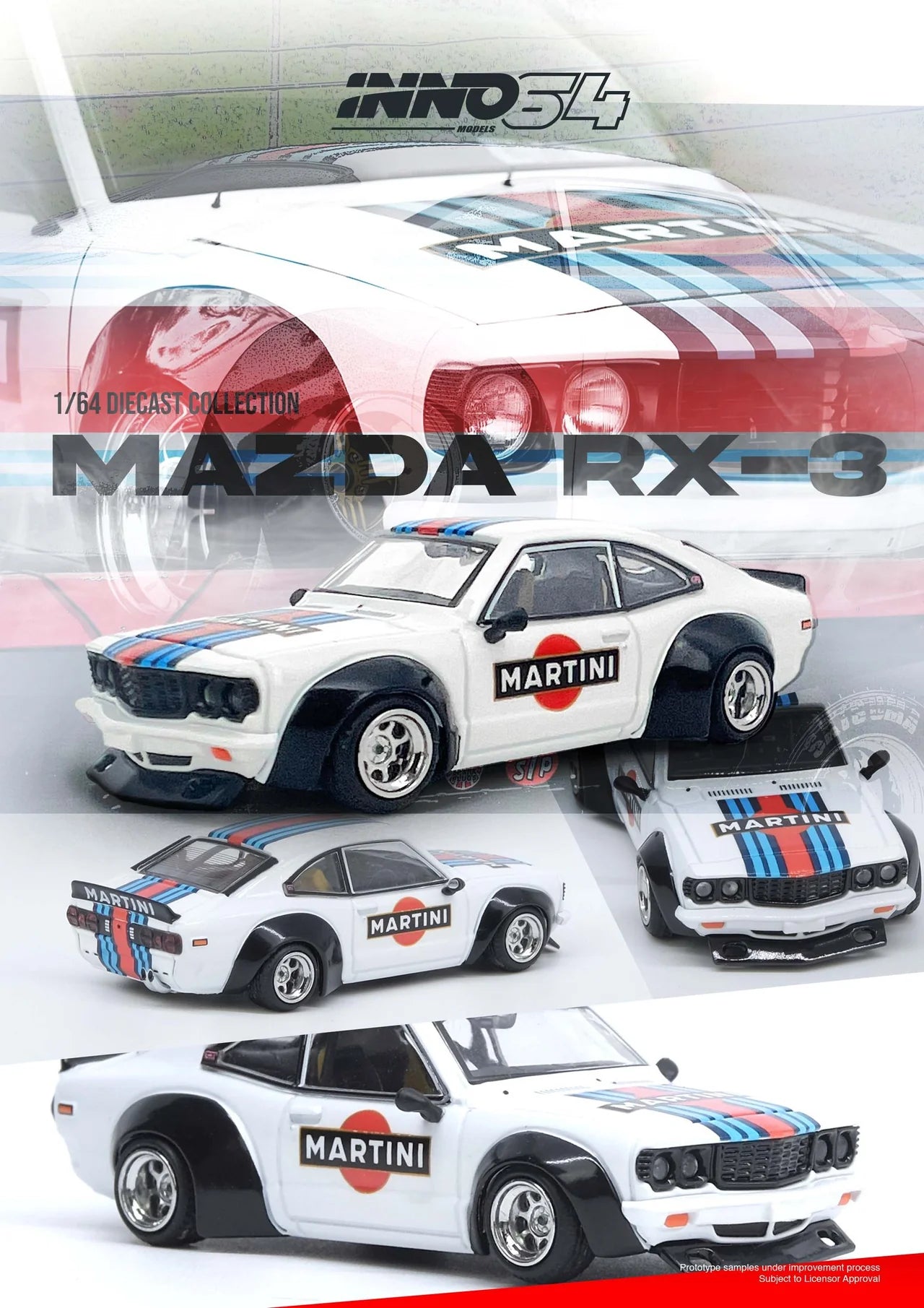 (Preorder) INNO64 1:64 Mazda Savanna RX3 "MARTINI RACING" Livery