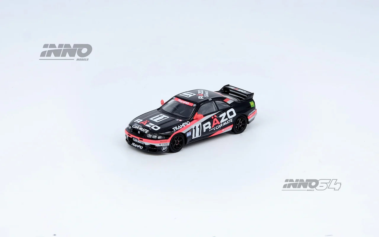 (Preorder) INNO64 1:64 Nissan Skyline GT-R R33 #11 "RAZO TRAMPIO" N1 Super Endurance Series - SENDAN HIGHLAND 1995 Winner