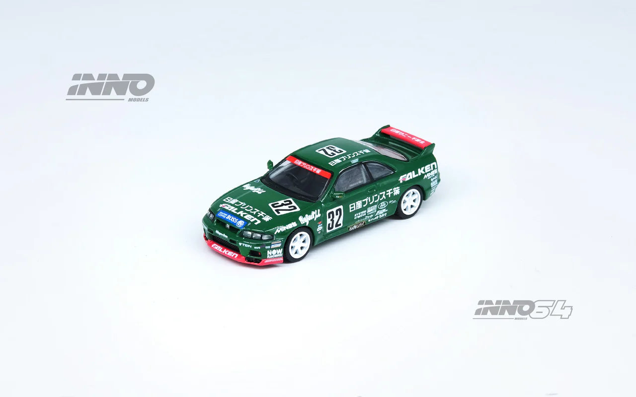 (Preorder) INNO64 1:64 Nissan Skyline GT-R R33 #32 "PRINCE CHIBA FALKEN" N1 Super Endurance Series - TOKACHI 24H 1996