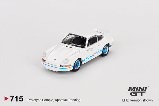 (Preorder) Mini GT 1:64 Porsche 911 Carrera RS 2.7 Grand Prix White with Blue Livery