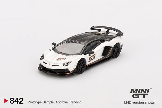 (Preorder) Mini GT 1:64 Lamborghini Aventador SVJ 63 Bianco Asopo