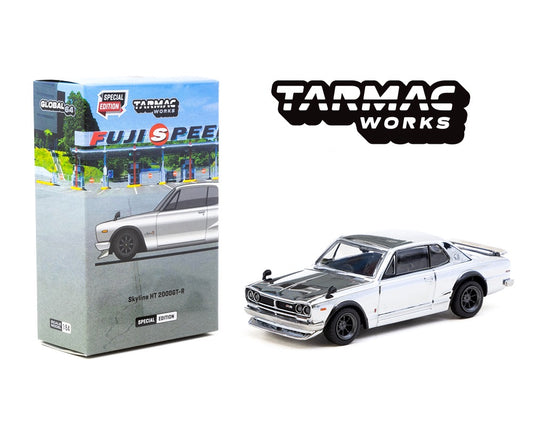 Tarmac Works 1:64 Nissan Skyline 2000 GT-R (KPGC10) Fuji Speed Special Edition – Silver Chrome – Global64