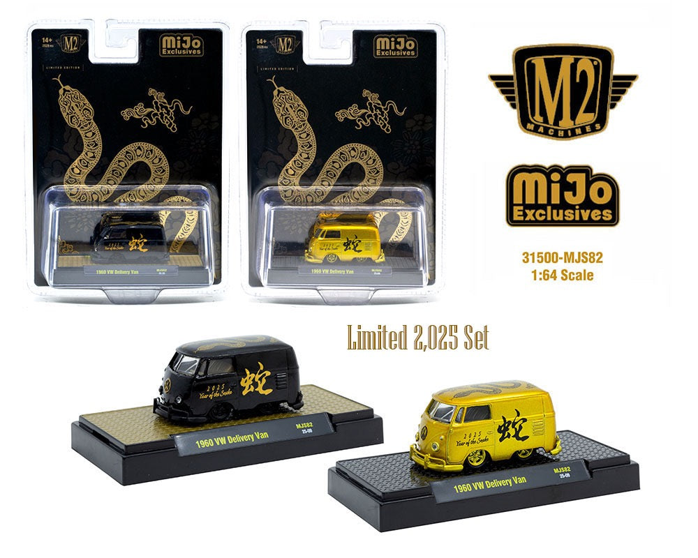 M2 Machines 1:64 1960 Volkswagen Delivery Van “2025 Year Of The Snake” Set Limited Edition 2,025 Pieces Each – MiJo Exclusives