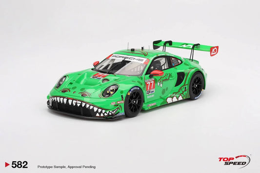 (Preorder) TOP SPEED 1:18 Porsche 911 GT3 R #77 AO Racing 2024 IMSA Daytona 24 Hrs GTD Pro 2nd Place