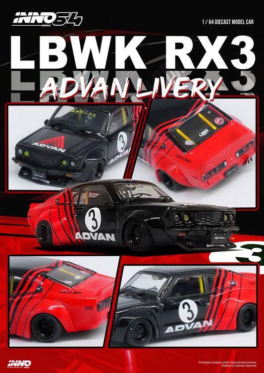 INNO64 1:64 LBWK Mazda RX3 Savanna "Advan Livery"