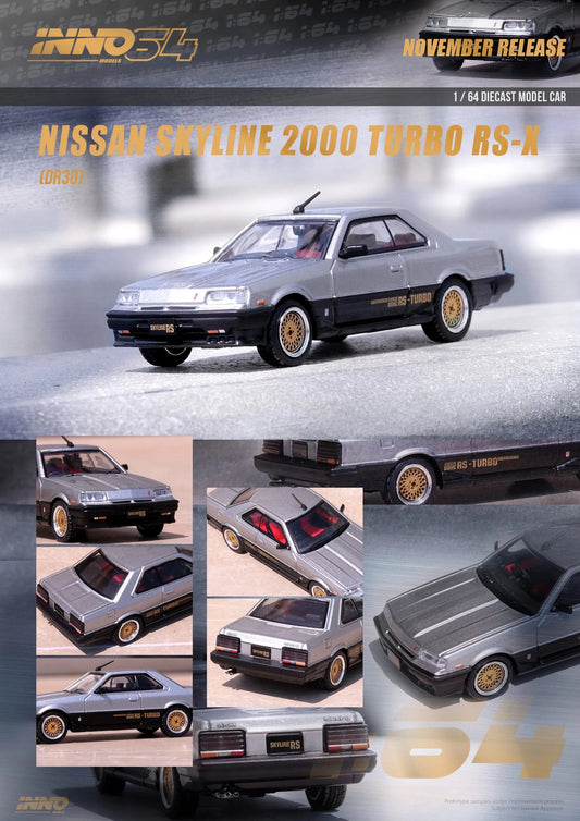 INNO64 1:64 Nissan Skyline 2000 RS-X Turbo (DR30) Silver/Black