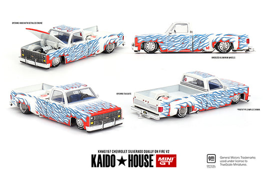 (Preorder) Kaido House x Mini GT 1:64 Chevrolet Silverado Dually on Fire V2