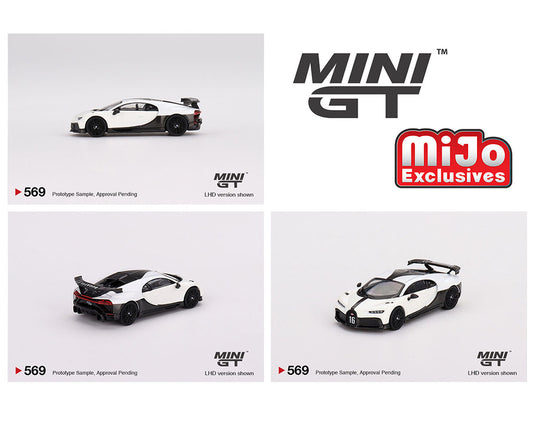 Mini GT 1:64 Bugatti Chiron Pur Sport  – White – Mijo Exclusives