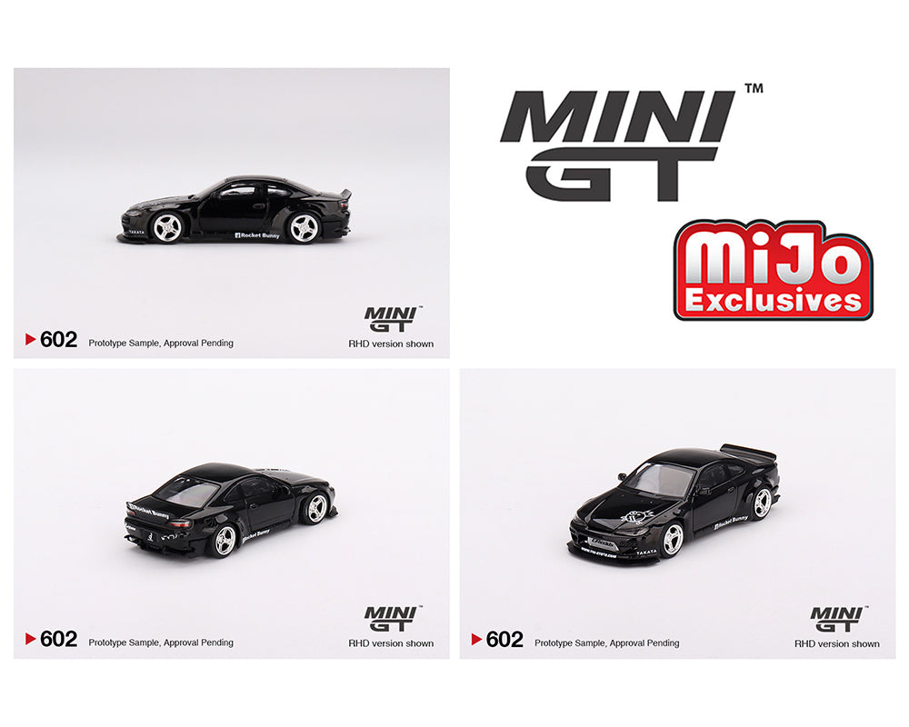 Mini GT 1:64 Nissan Silvia (S15) Rocket Bunny – Black Pearl – RHD – MiJo Exclusives