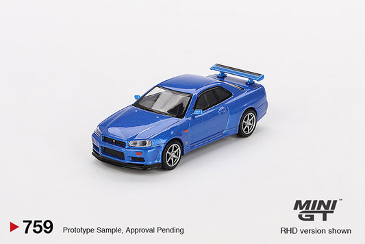 (Preorder) Mini GT Nissan Skyline GT-R (R34) V-Spec Bayside Blue