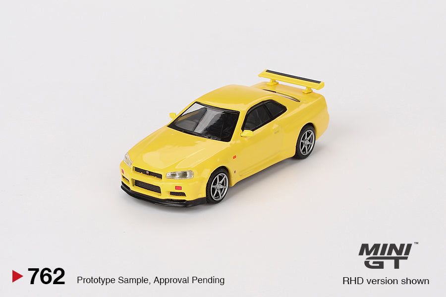 (Preorder) Mini GT Nissan Skyline GT-R (R34) V-Spec Lightning Yellow