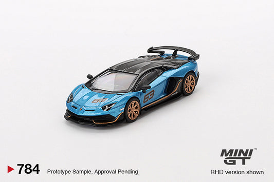 Mini GT 1:64 Lamborghini Aventador SVJ 63 Blu Aegir