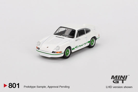 (Preorder) Mini GT 1:64 Porsche 911 Carrera RS 2.7 Grand Prix White with Green Livery