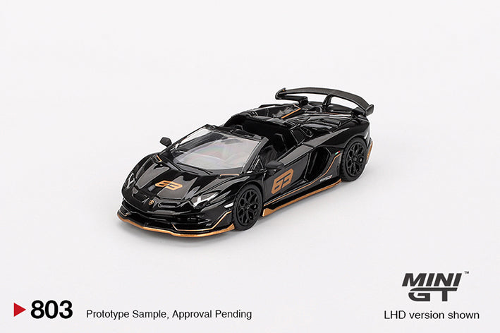 (Preorder) Mini GT 1:64 Lamborghini Aventador SVJ 63 Roadster Nero Aldebaran