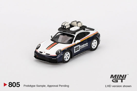 (Preorder) Mini GT 1:64 Porsche 911 Dakar Rallye Design Package White/Gentian Blue Metallic