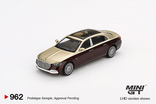 (Preorder) Mini GT 1:64 Mercedes-Maybach S680 Gold / Dark Red Metallic