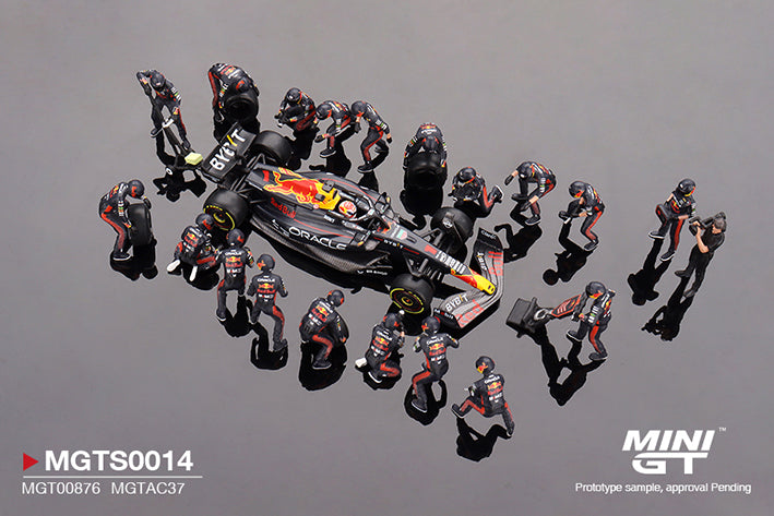 (Preorder) Mini GT 1:64 Oracle Red Bull Racing RB19 #1 Max Verstappen 2023 F1 2023 Japanese Grand Prix Pit Crew Set Limited Edition 5000 Sets