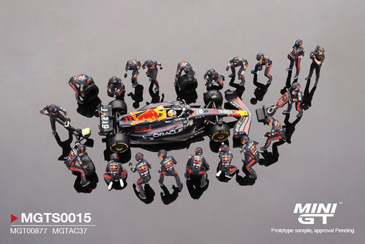 (Preorder) Mini GT 1:64 Oracle Red Bull Racing RB19 #11 Sergio Pérez 2023 F1 2023 Japanese Grand Prix Pit Crew Set Limited Edition 5000 Sets