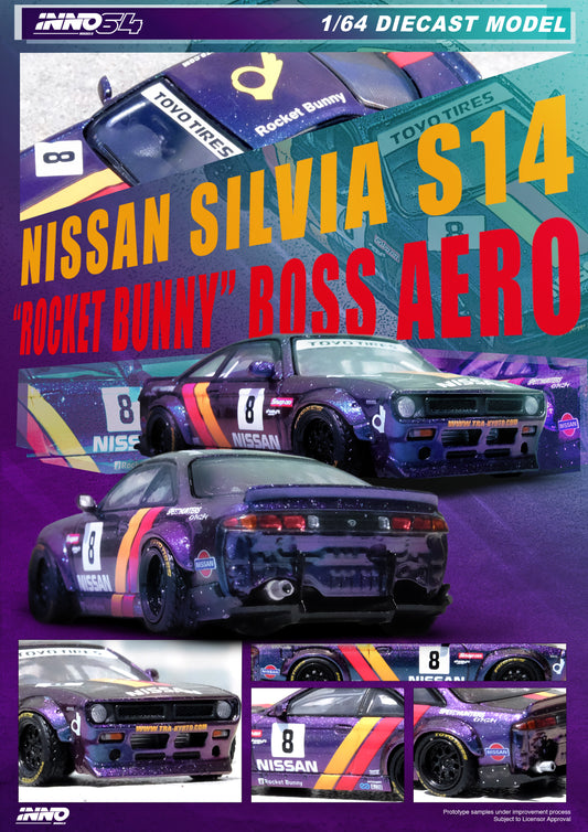 INNO64 1:64 Nissan Silvia (S14) Boss "Rocket Bunny" Purple