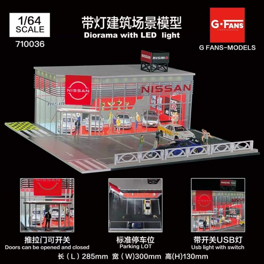 G Fans Nismo Centre Diorama with LED Lights (car models and figures NOT included)