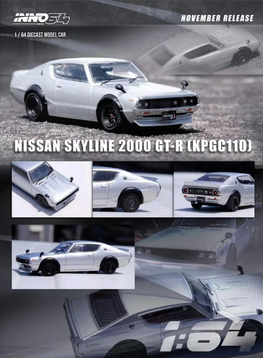 INNO64 1:64 Nissan Skyline 2000 GT-R (KPGC-110) Silver