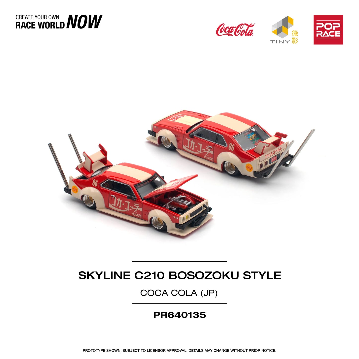 (Preorder) Pop Race 1:64 Nissan Skyline C210 Kaido Racer (Bosozoku Style) – Coca Cola Japan