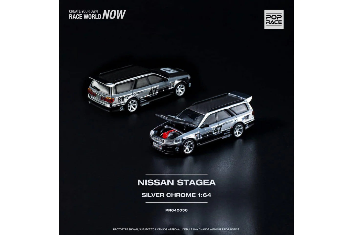 Pop Race 1:64 Nissan Stagea Race Department Chrome