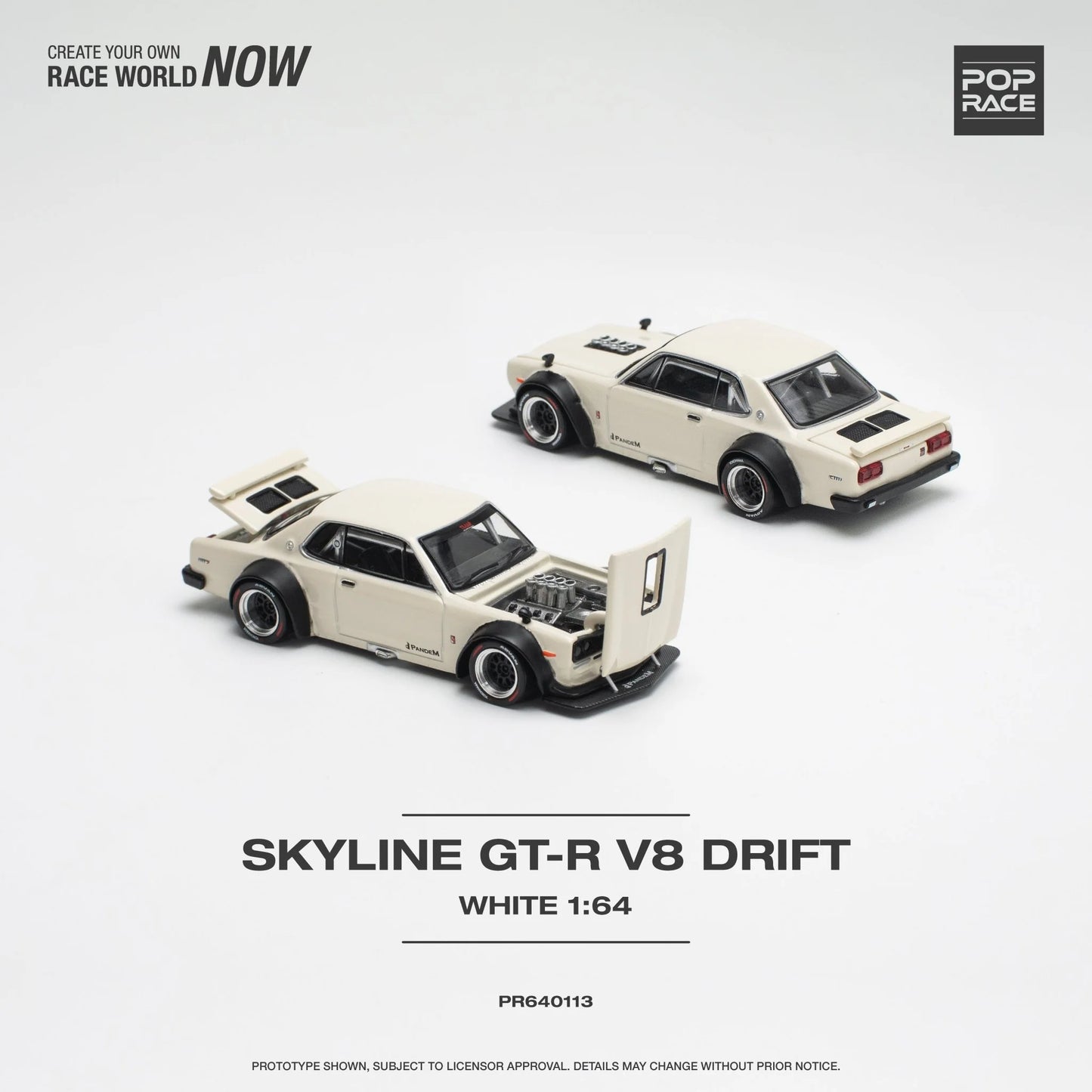 Pop Race 1:64 Nissan Skyline GT-R V8 Drift (Hakosuka) White