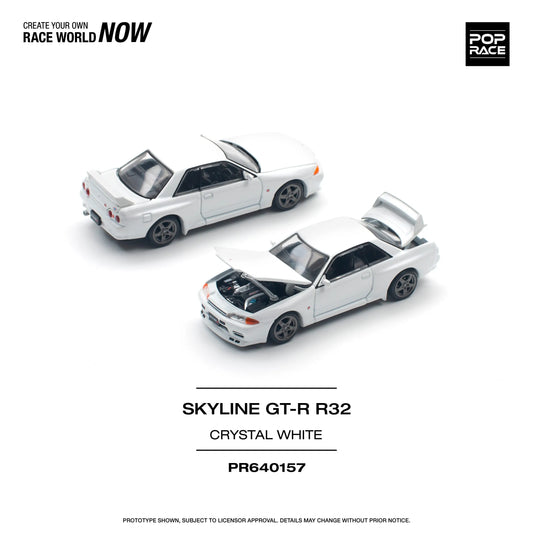 (Preorder) Pop Race 1:64 Nissan Skyline GT-R R32 Crystal White