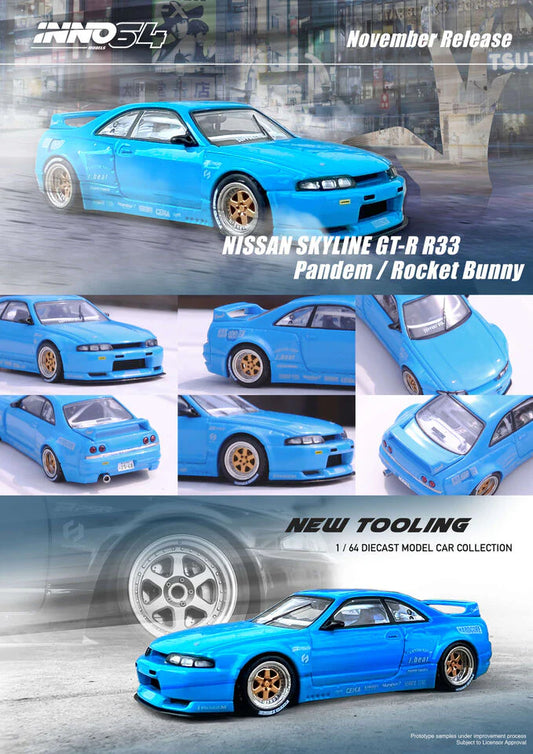 INNO64 1:64 Nissan Skyline GT-R (R33) "Pandem/Rocket Bunny" Blue