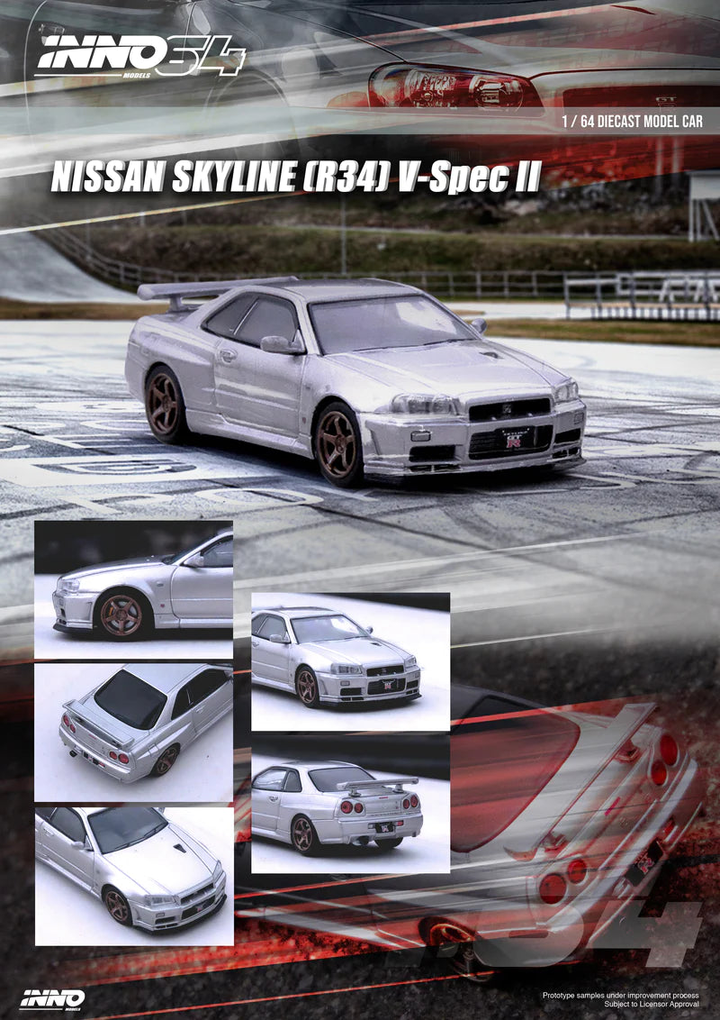 INNO64 1:64 Nissan Skyline GT-R (R34) V-Spec II Silver