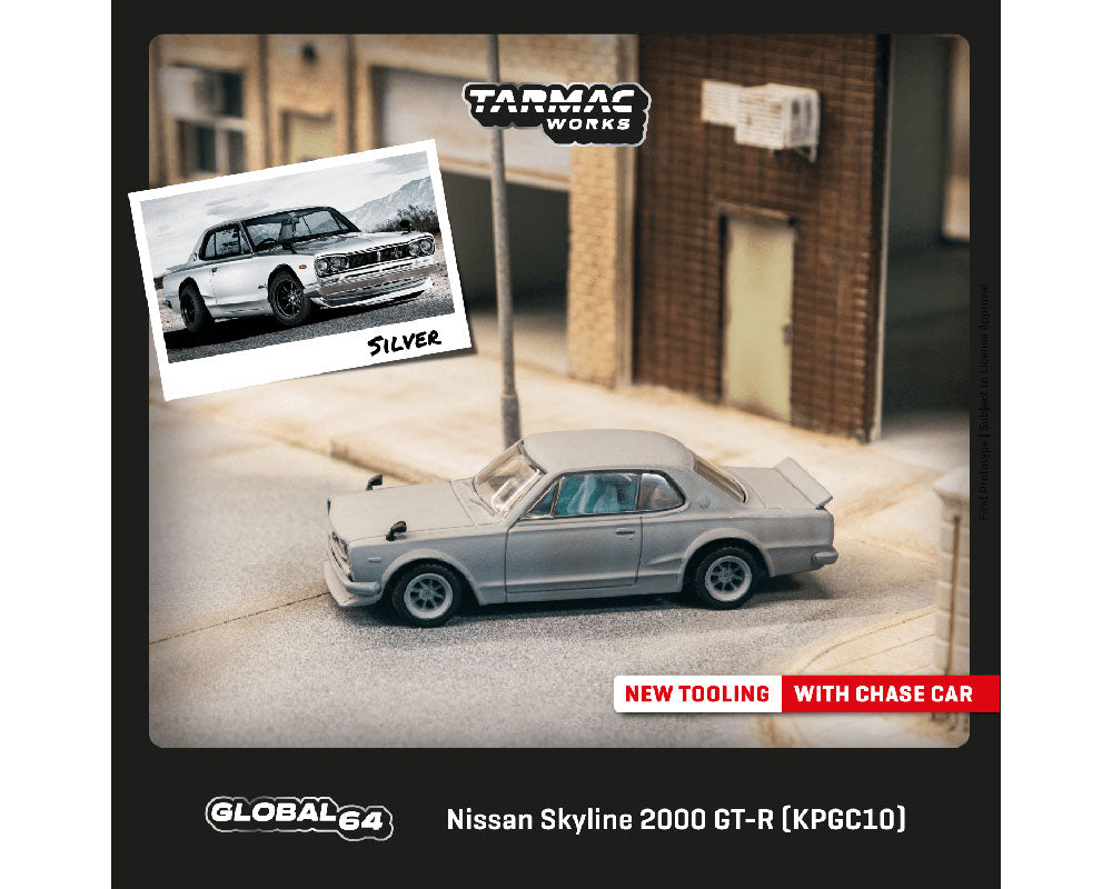 Tarmac Works 1:64 Nissan Skyline 2000 GT-R (KPGC10) – Silver – Global 64